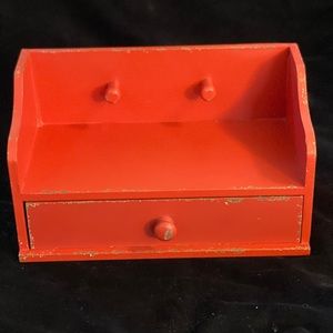 Distressed Red Drawer Shelf